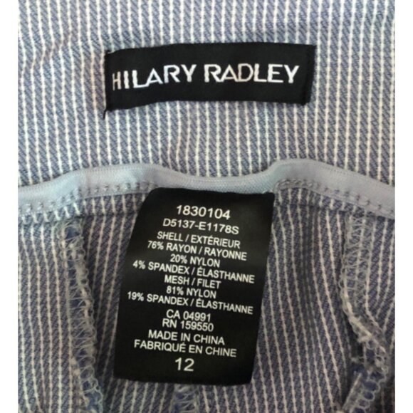 Hilary Radley Womens Blue Striped Cropped Pants Size 12 Rayon Blend - Picture 2 of 5